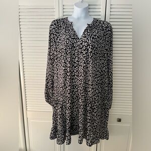 Banana Republic Factory navy/cream/white print dress. NWT, full slip, XXL Tall